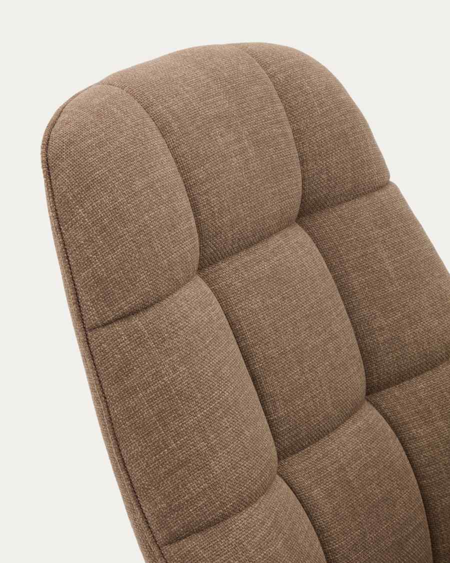 Jaspe light brown swivel armchair with grey-finished metal, FSC 100%