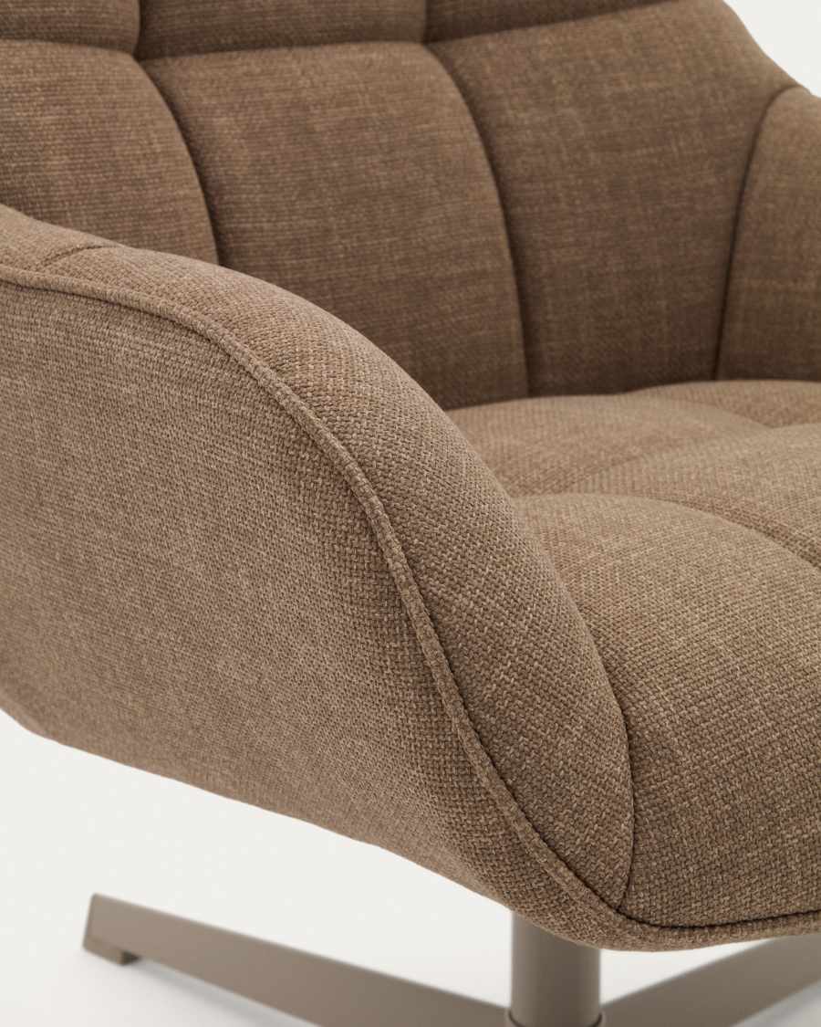 Jaspe light brown swivel armchair with grey-finished metal, FSC 100%
