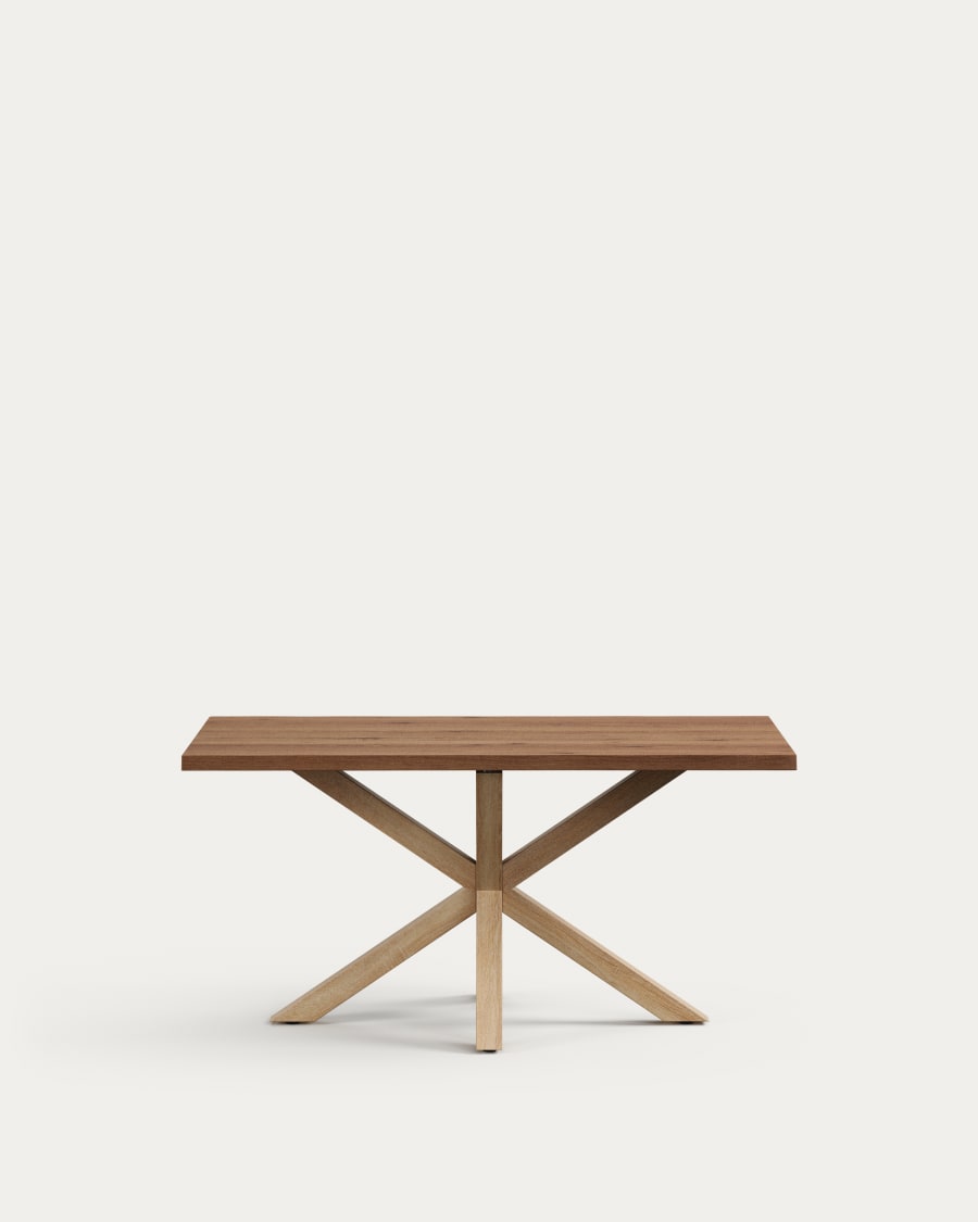 Argo table in aged oak veneer and wood-effect steel legs 160 x 90 cm