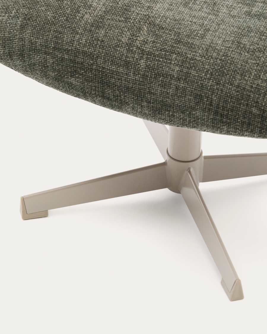 Fußstütze Teryl aus grüner Chenille und Metall mit grauer Oberfläche FSC 100%