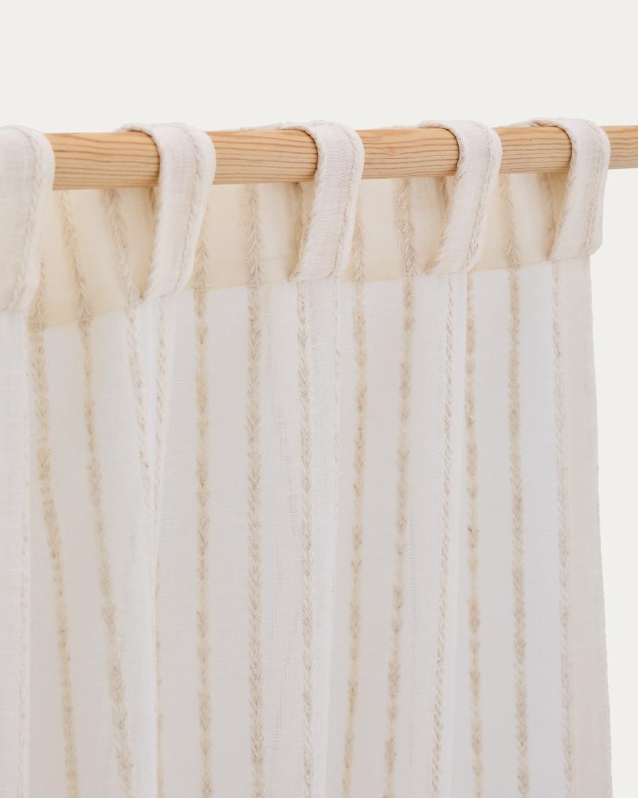 Vorhang Arami Stickereidetail aus geflochtener Jute 140 x 270 cm