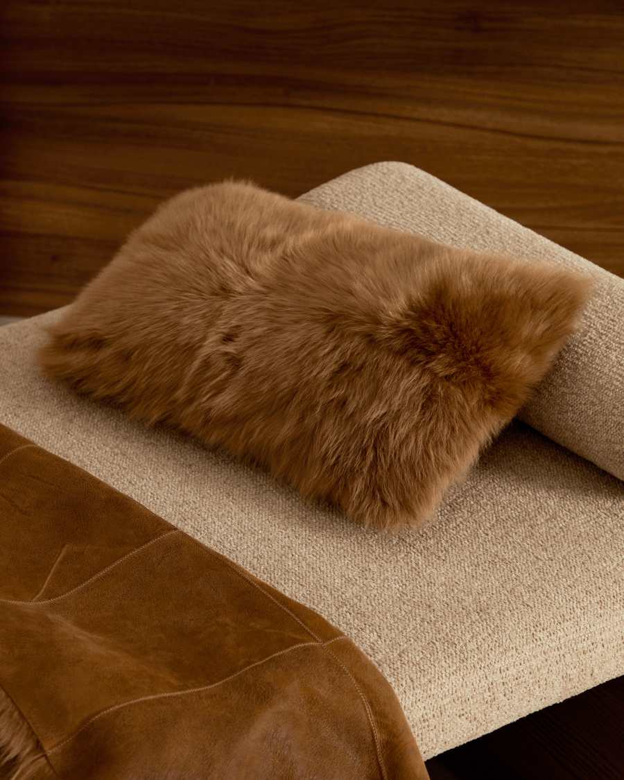 Katny brown, leather cushion cover, 30 x 50 cm