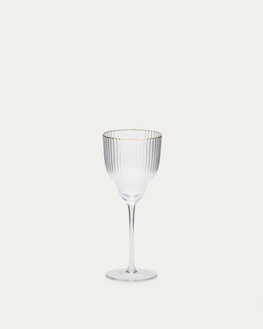 Weinglas Ayan aus Klarglas mit vergoldetem Detail 33 cl