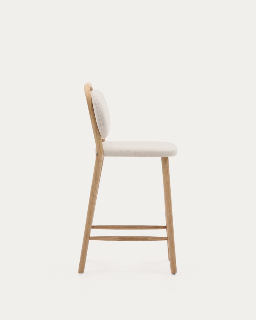 Tamboret Helda de xenilla beix i fusta massissa de roure FSC Mix Credit  65 cm