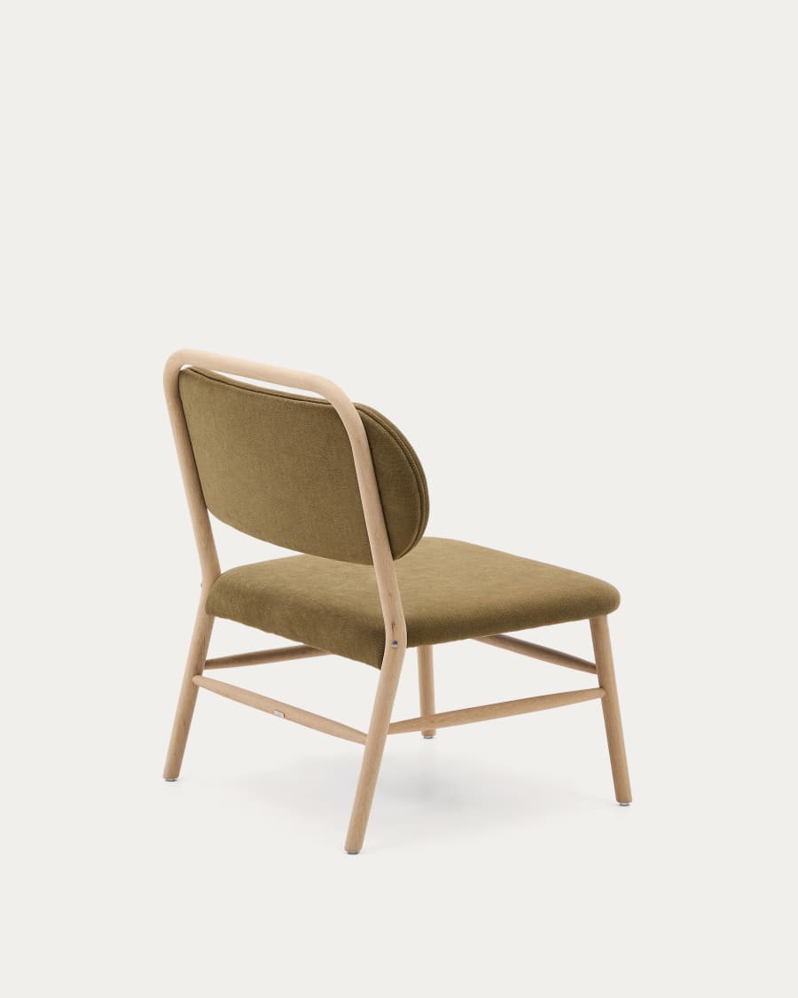 Fauteuil Helda en tissu chenille vert et bois de chêne FSC Mix Credit
