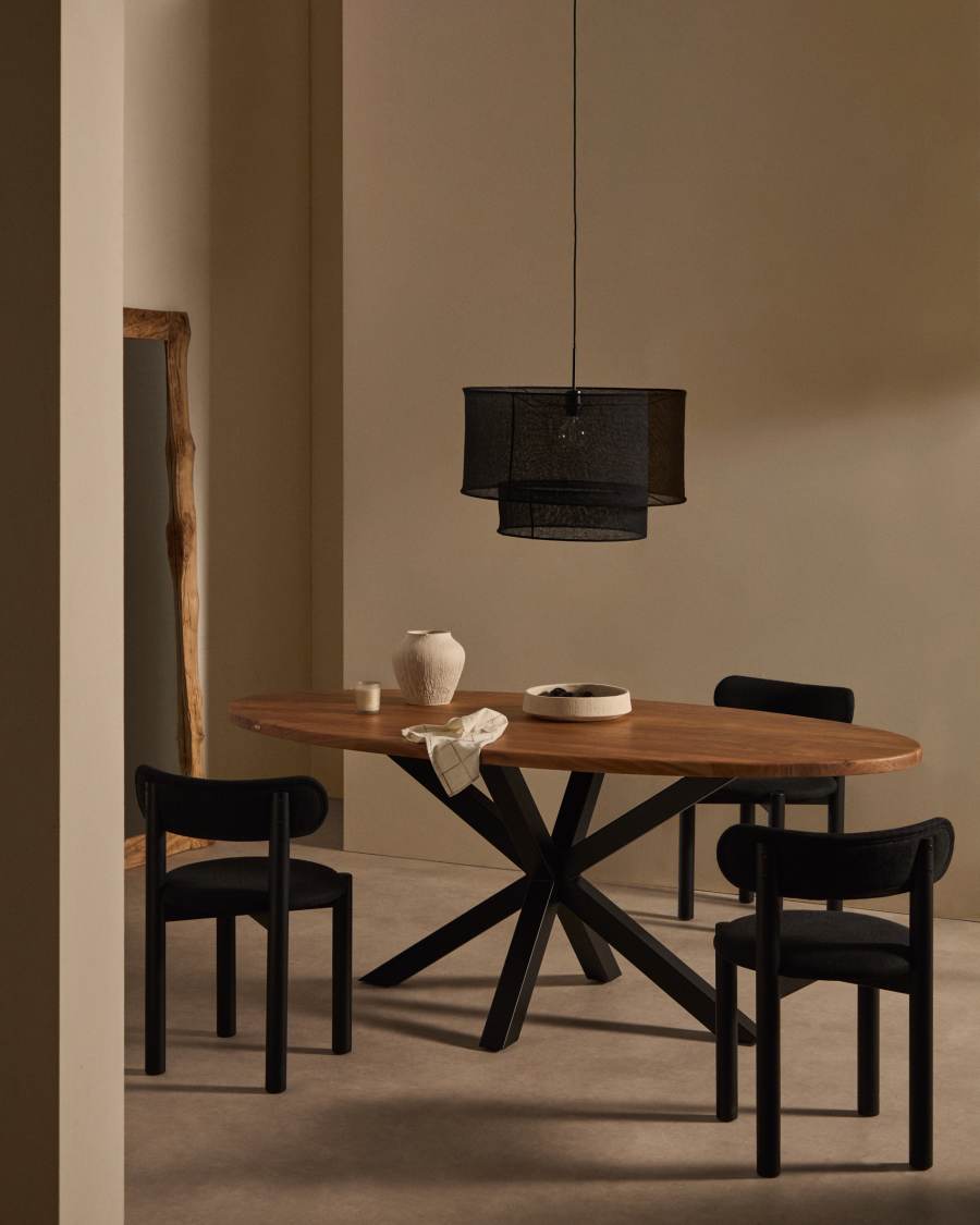 Mariela linen ceiling lamp shade in a black finish Ø 60 x 40 cm