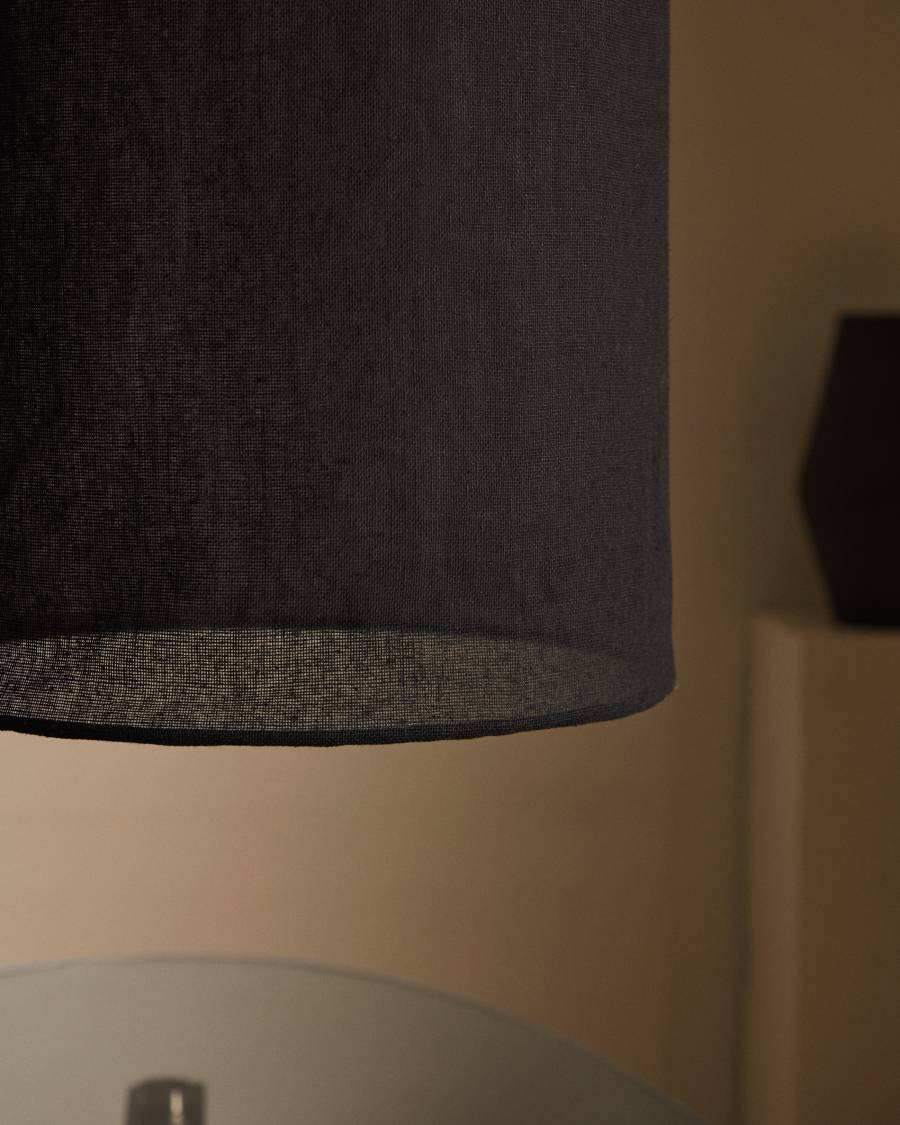 Mariela  Schirm für Deckenlampe aus Leinen mit schwarzem Finish Ø 40 x 60 cm