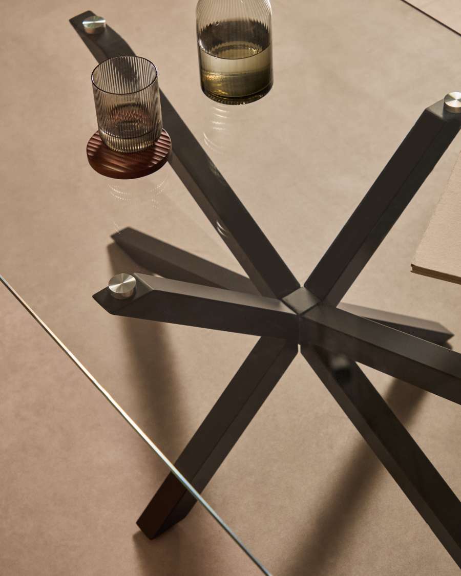 Τραπέζι σαλονιού Argo 130x70εκ, γυαλί, μαύρα πόδια