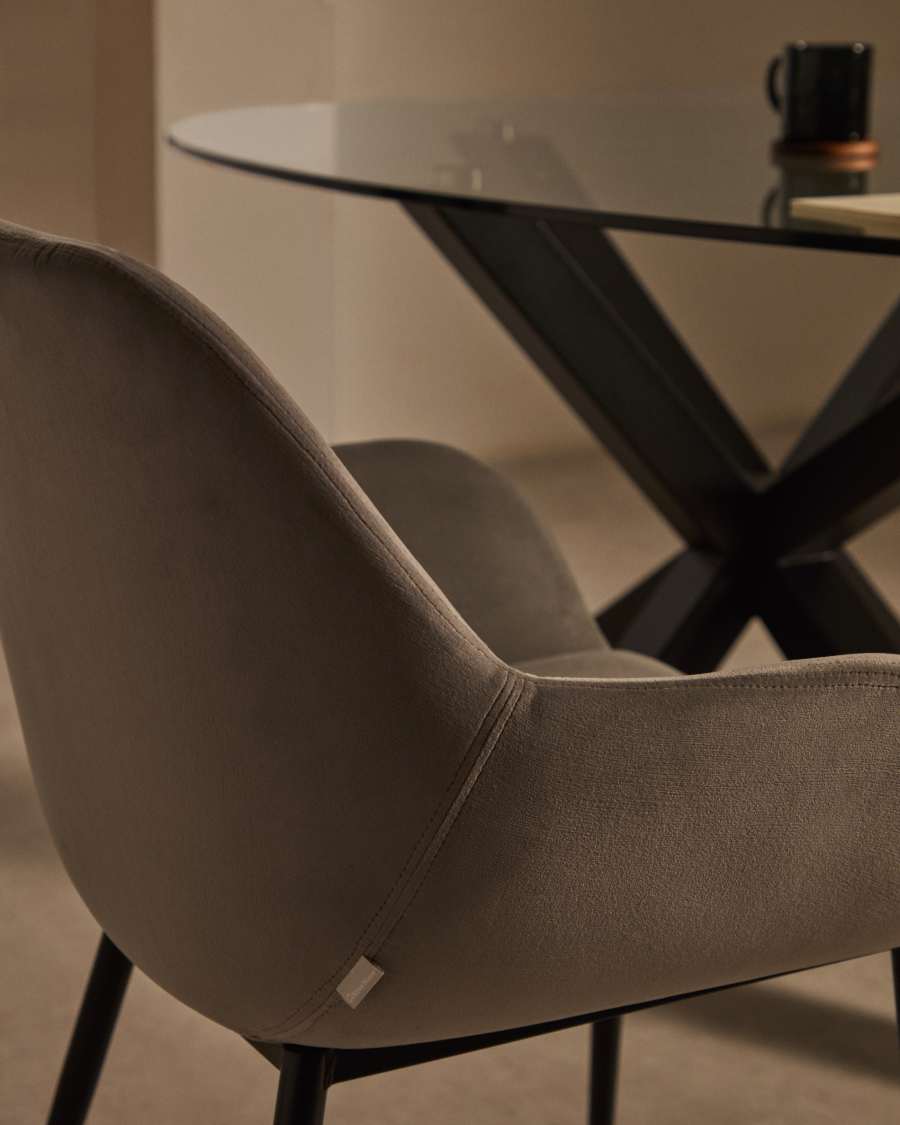 Sedia Konna in velluto grigio