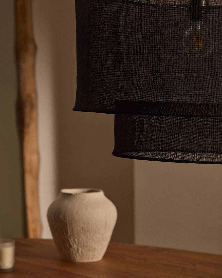Mariela linen ceiling lamp shade in a black finish Ø 60 x 40 cm