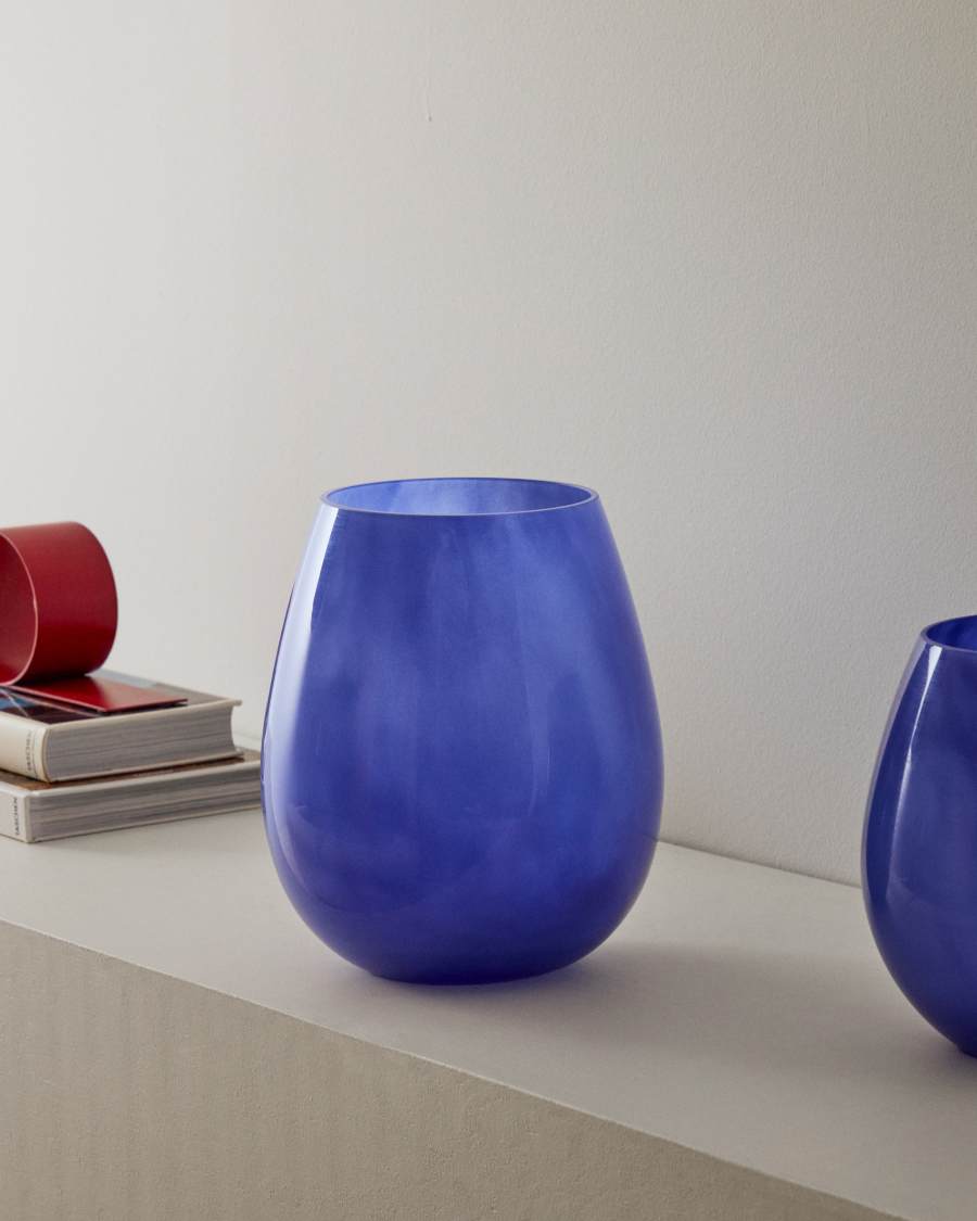 Vase Kelse en verre bleu 26 cm