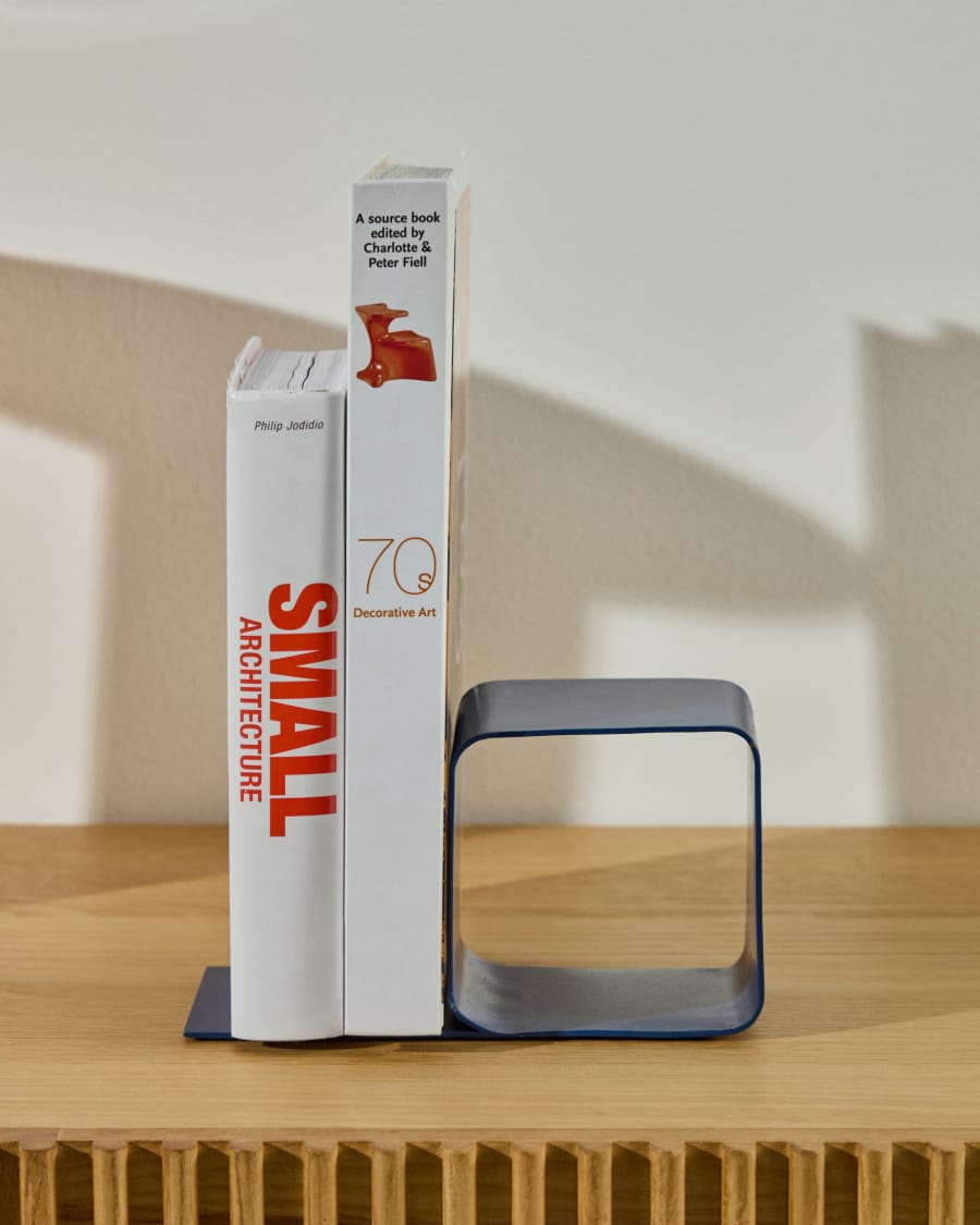 Buchstütze Mistra aus blauem Eisen