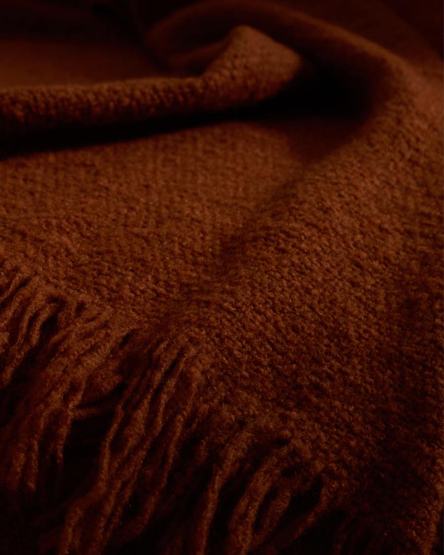 Salion blanket in a terracotta bouclé-effect wool blend, 130 x 170 cm