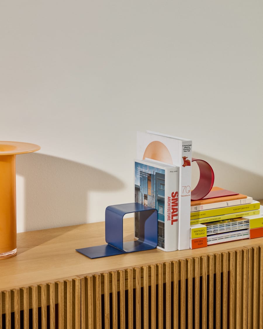 Buchstütze Mistra aus blauem Eisen