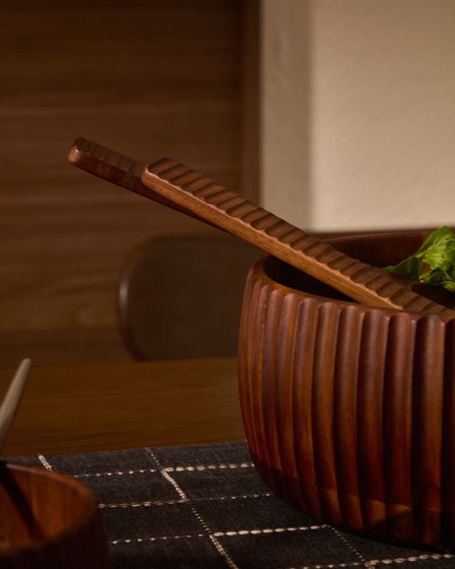 Rommu wooden spoon with a hole made of acacia wood FSC 100%