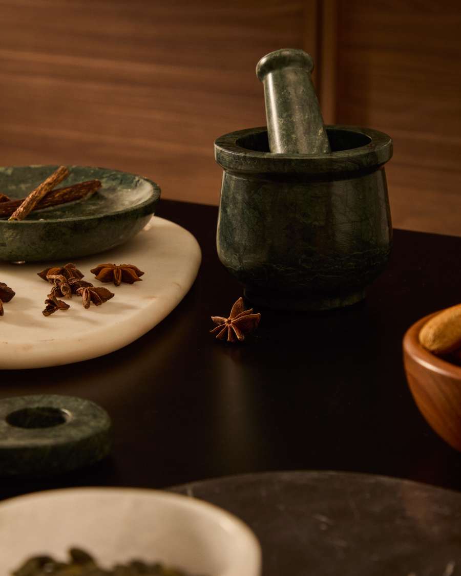 Ecin Mörser aus grünem Marmor