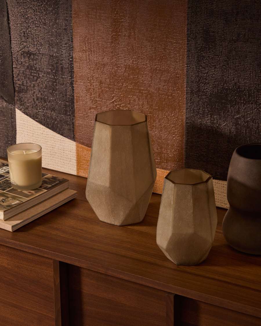 Arai grey, recycled-glass vase, 16.5 cm