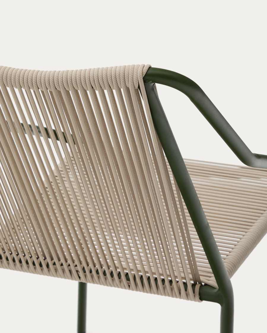 Zivia outdoor chair in ecru rope cord and green galvanised steel