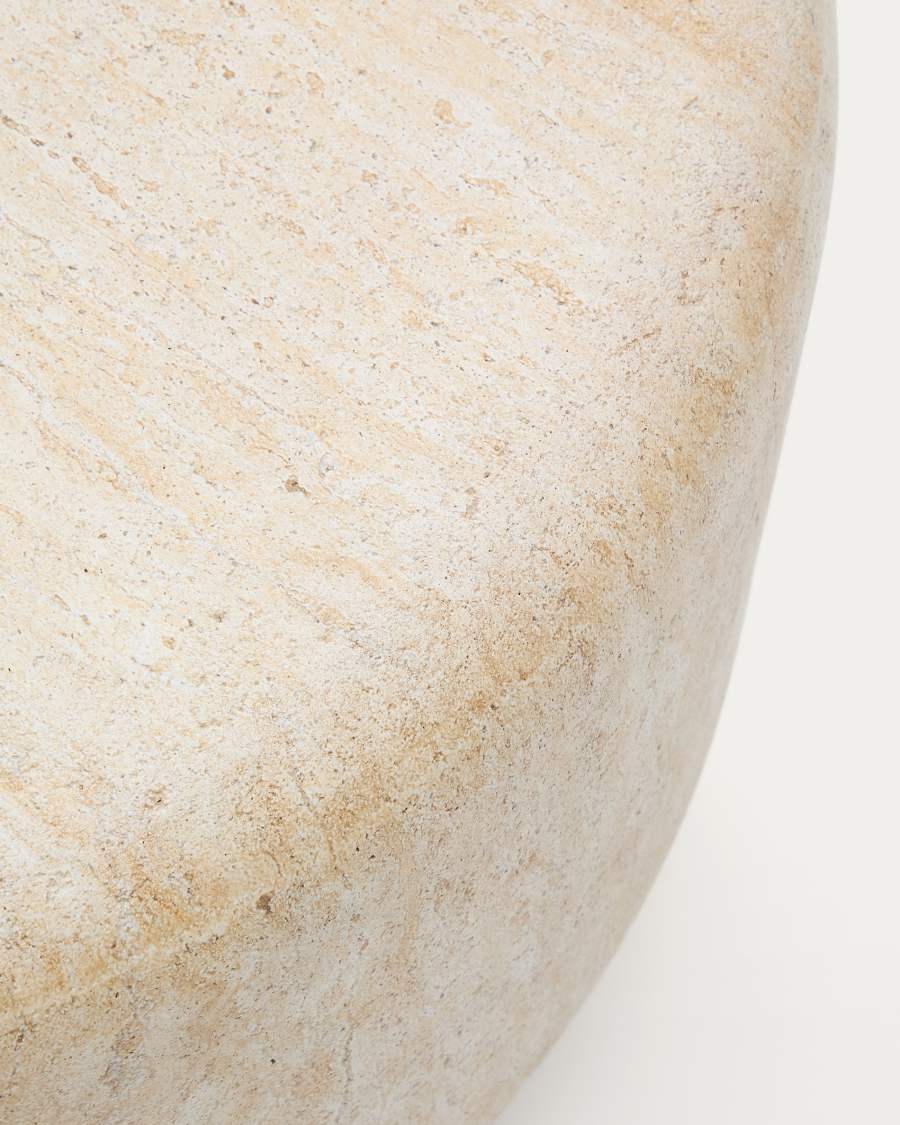 Τραπέζι σαλονιού Drasi από τσιμέντο με φινίρισμα από εφέ τραβερτίνης Ø90 εκ.