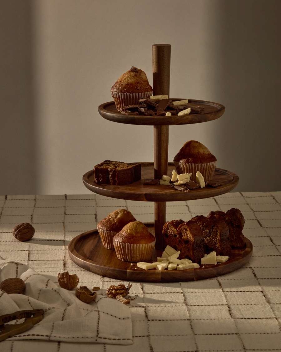 Dreistöckiges Tablett Teppa aus Akazienholz FSC 100%