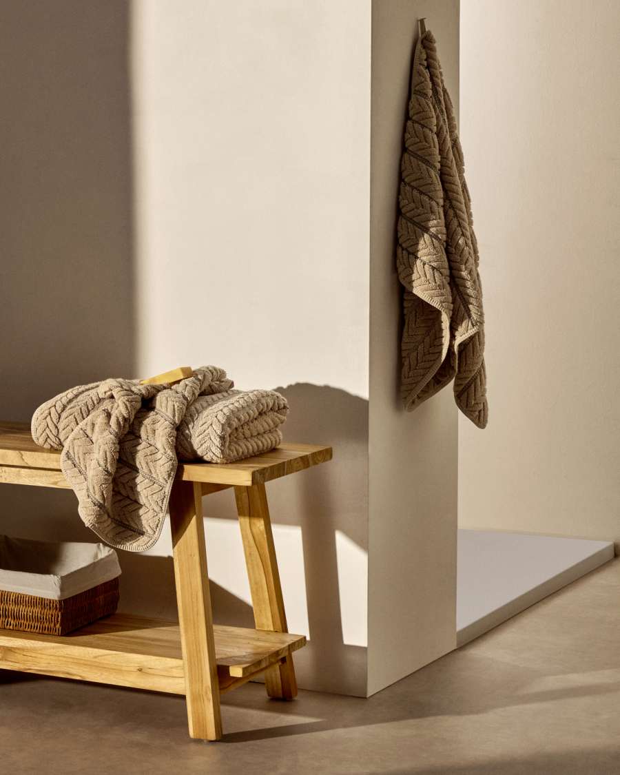 Essuie-mains Rune 100 % coton jacquard beige 30 x 50 cm