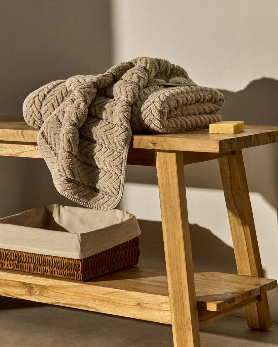 Serviette de toilette Rune 100 % coton jacquard beige 50 x 90 cm