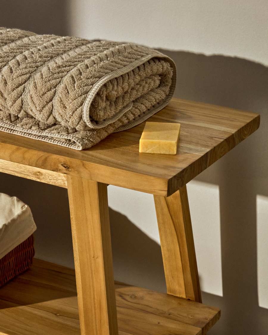 Serviette de toilette Rune 100 % coton jacquard beige 50 x 90 cm