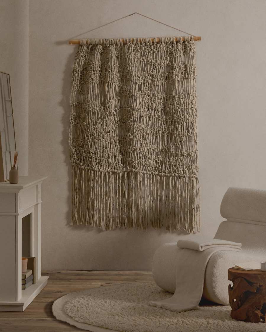 Tapisserie murale Fley en laine gris 120 x 180 cm