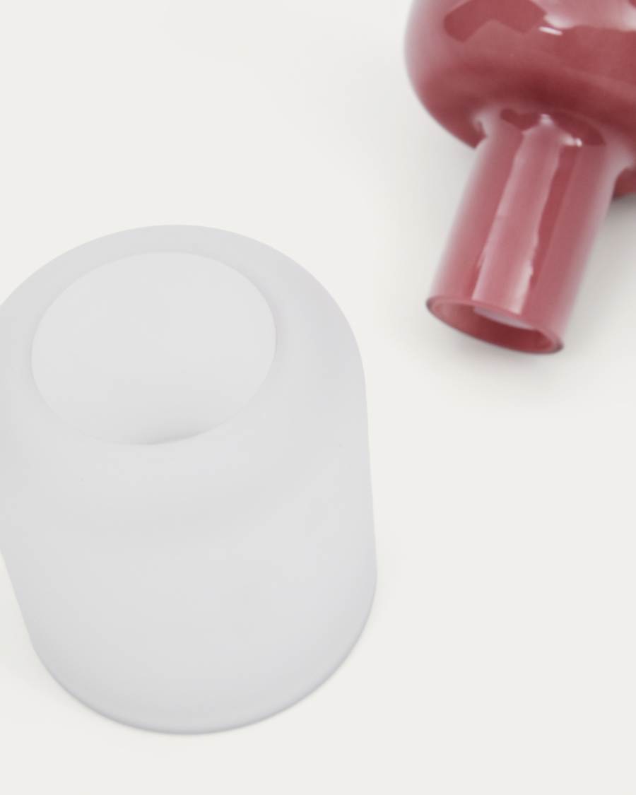 Kelse transparent and pink glass vase, 19 cm