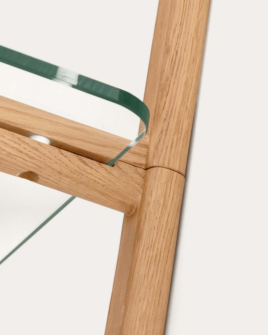 Sitra modular shelf, 6 glass shelves and FSC Mix Credit solid oak wood, 110 cm