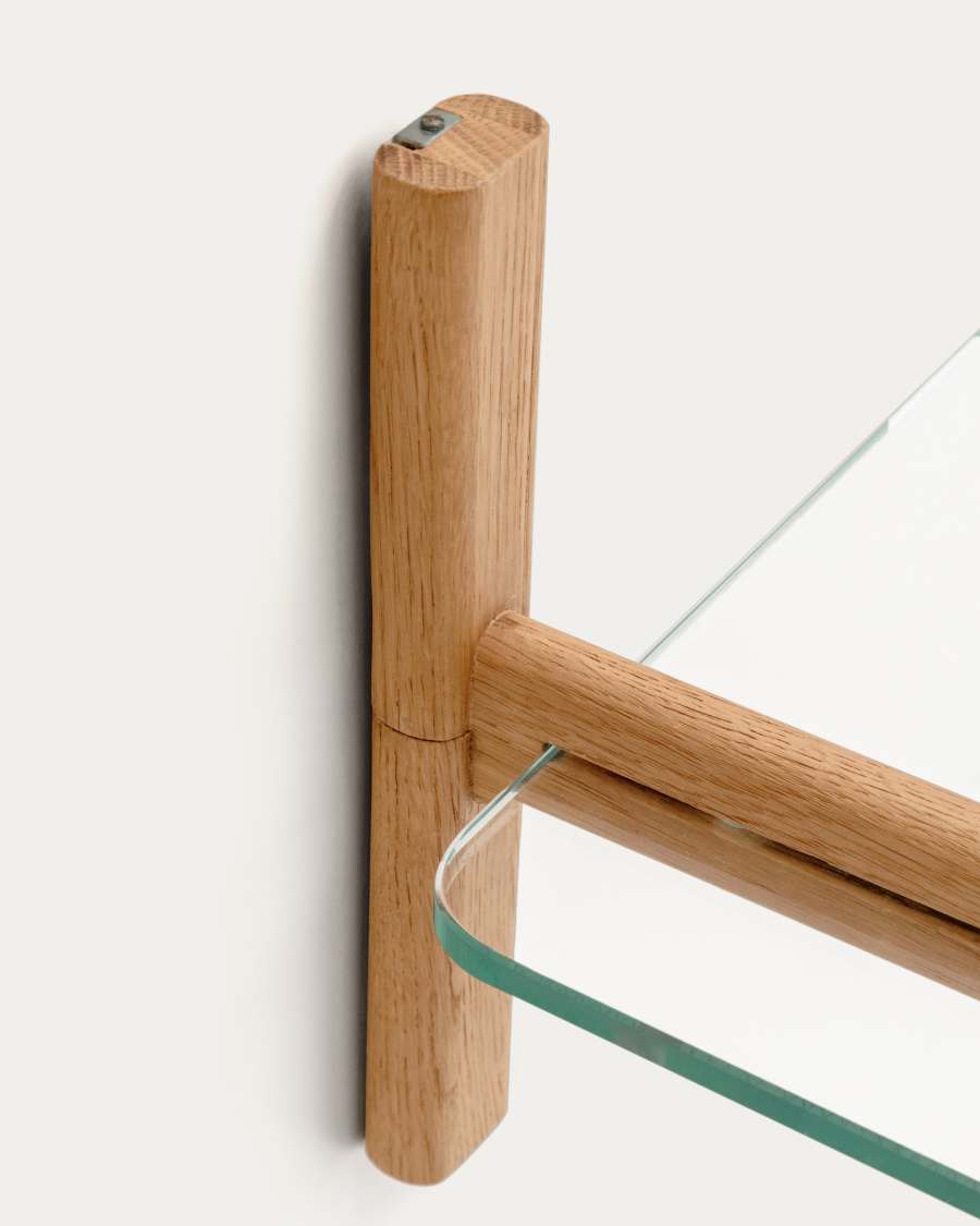 Sitra modular shelf, 6 glass shelves and FSC Mix Credit solid oak wood, 110 cm