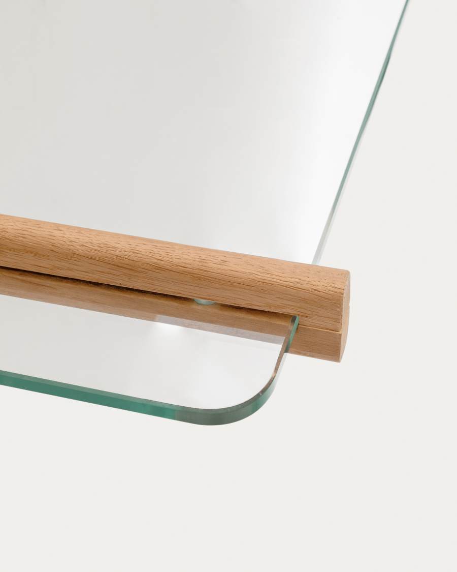 Sitra modular shelf, 6 glass shelves and FSC Mix Credit solid oak wood, 110 cm