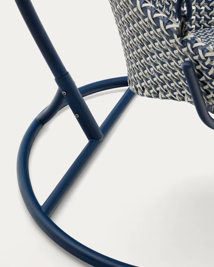 Saliga blue hanging armchair with base in aluminium and synthetic rattan