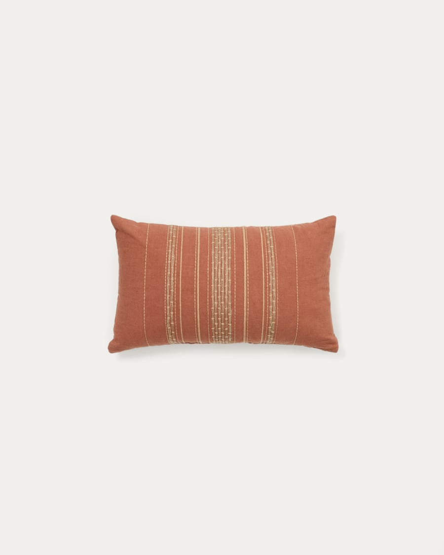 Sairu linen cushion cover with multicoloured jute embroidery 30 x 50cm