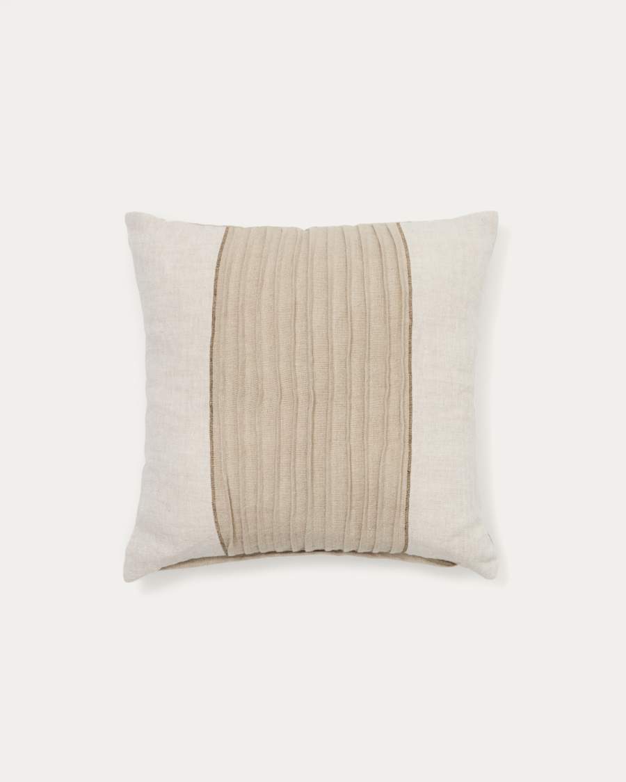 Κάλυμμα μαξιλαριού Zoren 100% λινό πλισέ μπεζ 50 x 50 εκ.