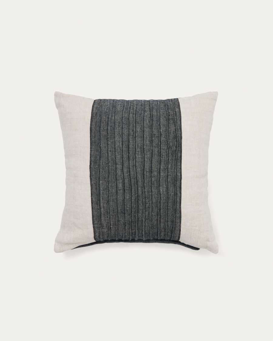 Housse de coussin Zoren 100 % lin plissée verte 50 x 50 cm