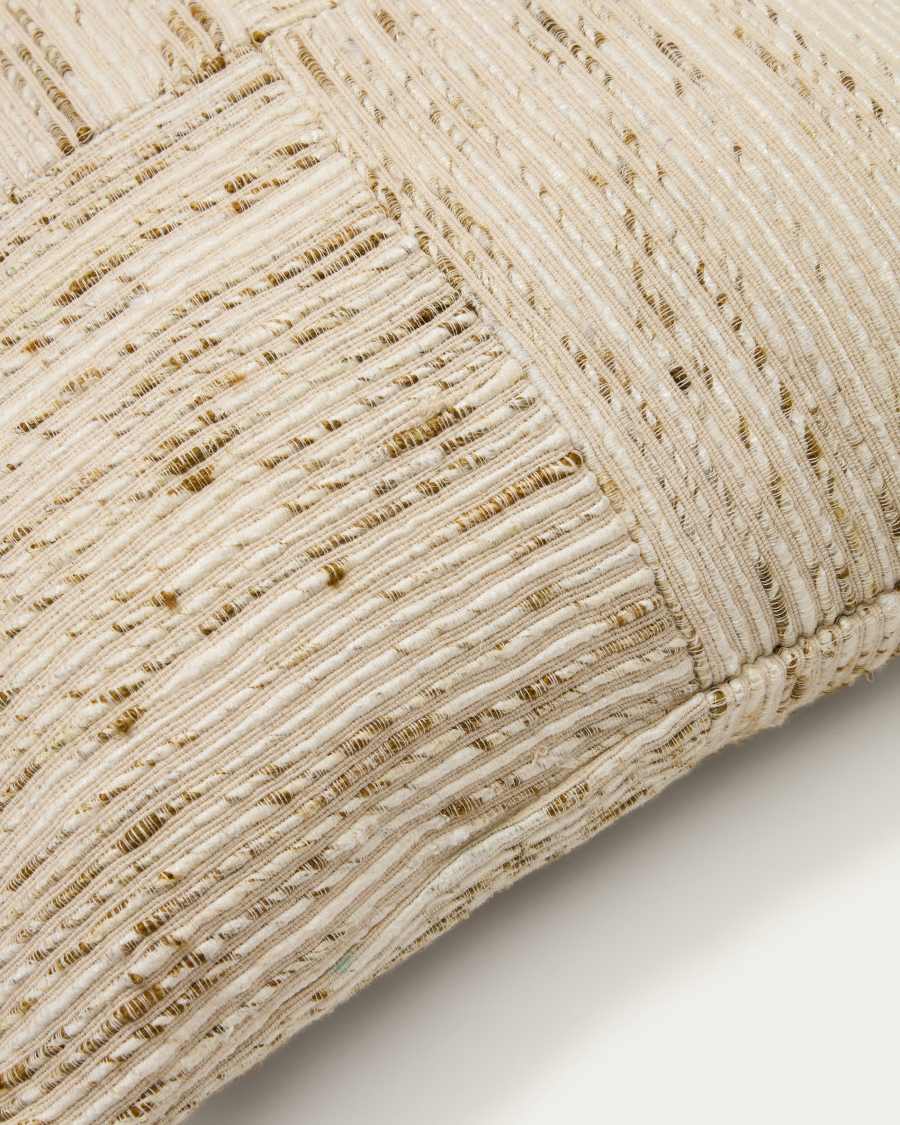 Anuba beige and green checked jacquard cushion cover 45 x 45cm