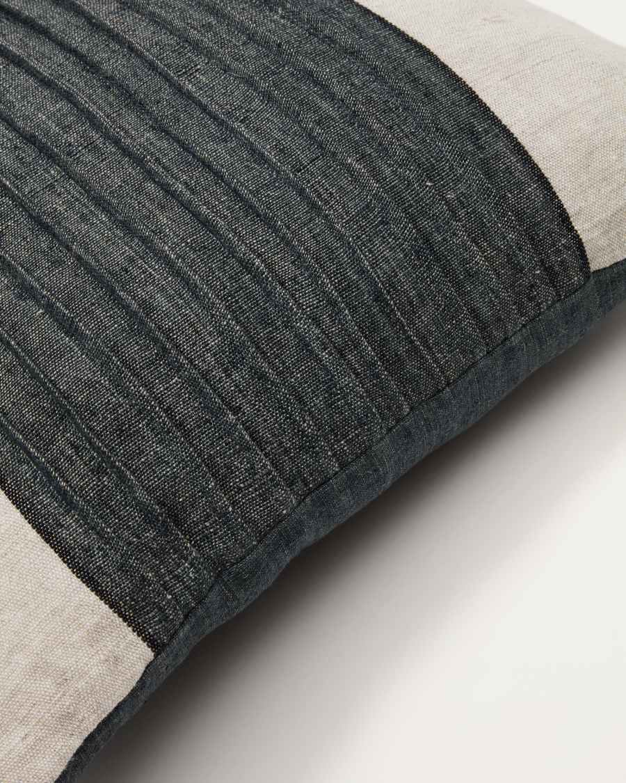 Housse de coussin Zoren 100 % lin plissée verte 50 x 50 cm