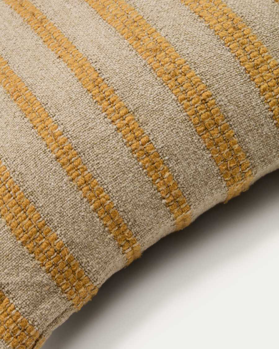 Naila mustard contrasting stripe cushion cover in acrylic fibres 50 x 50cm