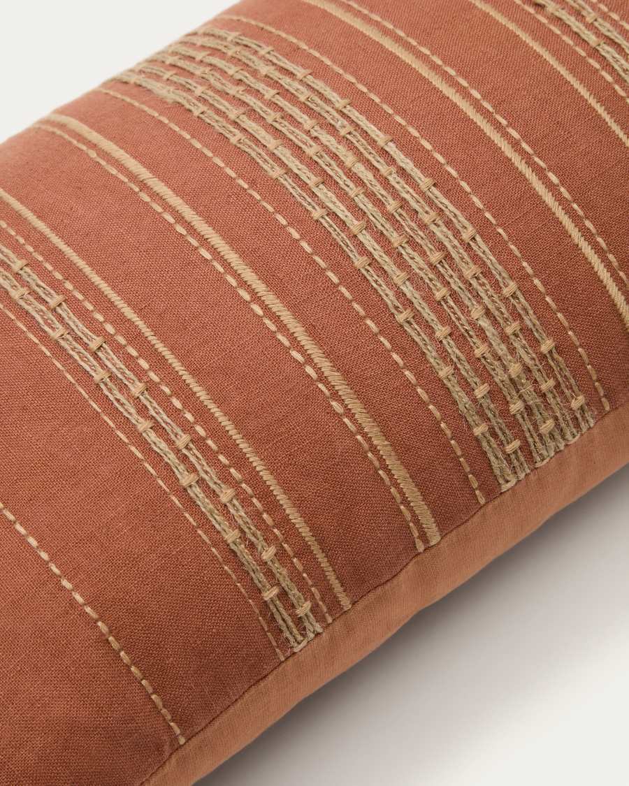 Sairu linen cushion cover with multicoloured jute embroidery 30 x 50cm