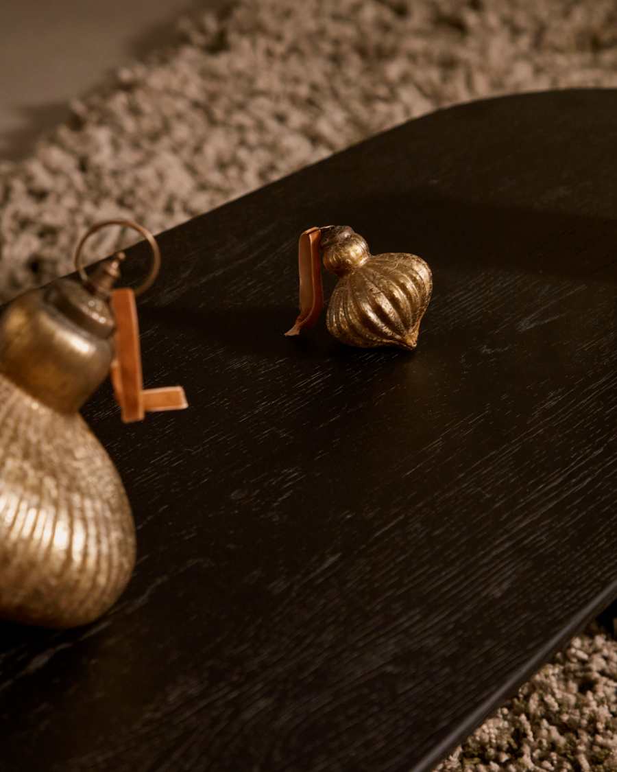 4-teiliges Hängeschmuckset Raj aus recyceltem Glas gold 8 cm