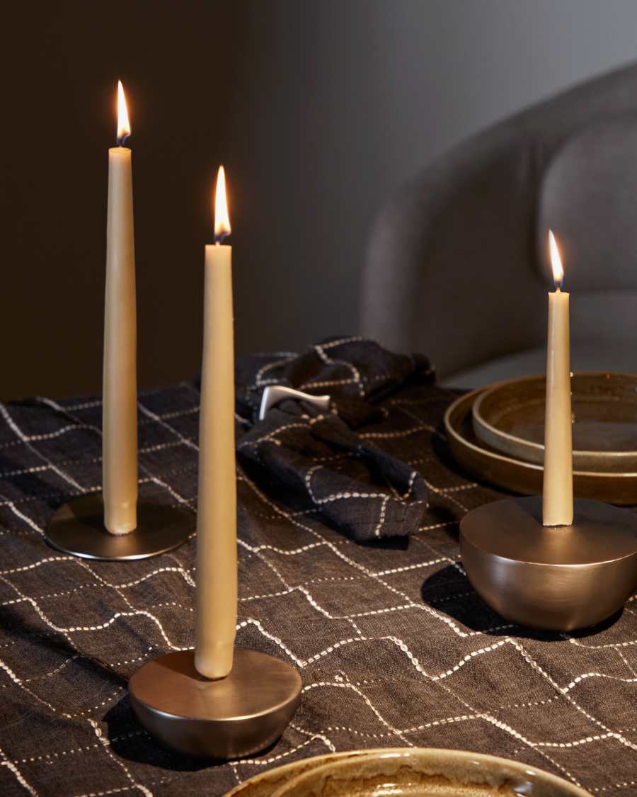 Quira small candle holder in silver-plated stainless steel