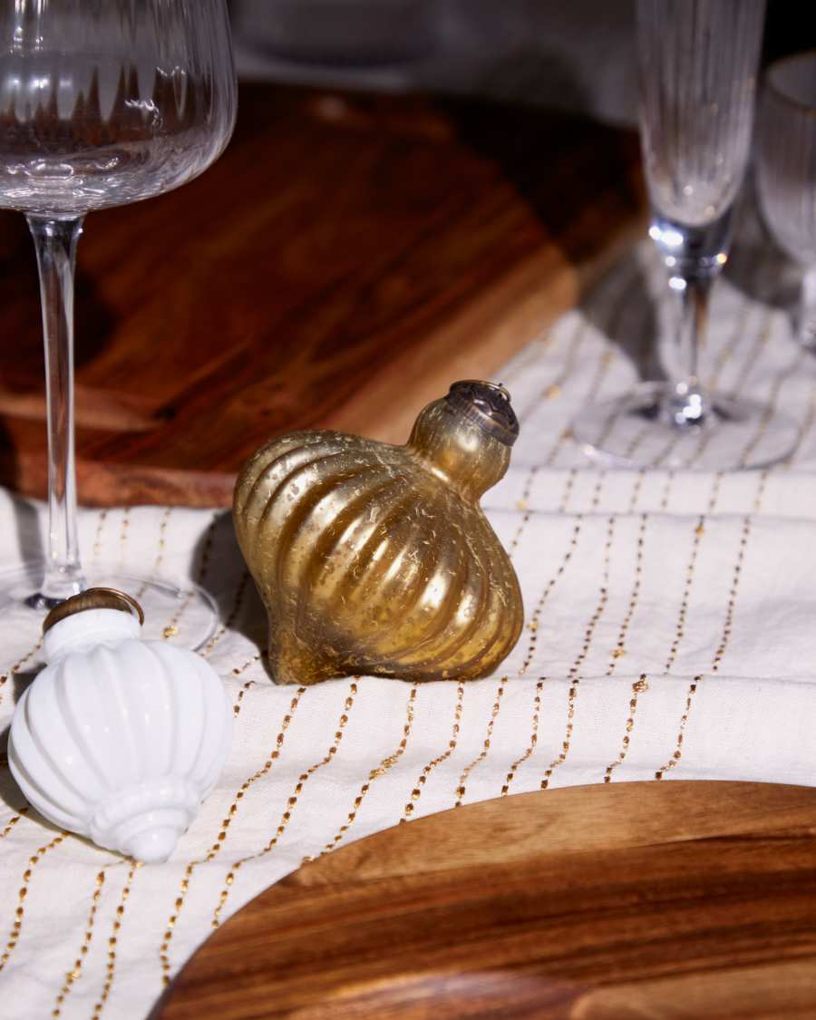 2-teiliges Hängeschmuckset Raj aus recyceltem Glas gold 10 cm