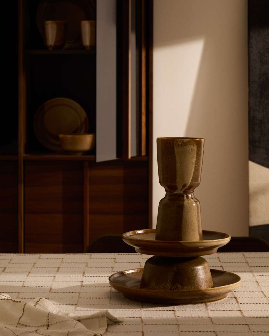 Piatto da dessert Nagoli in ceramica marrone