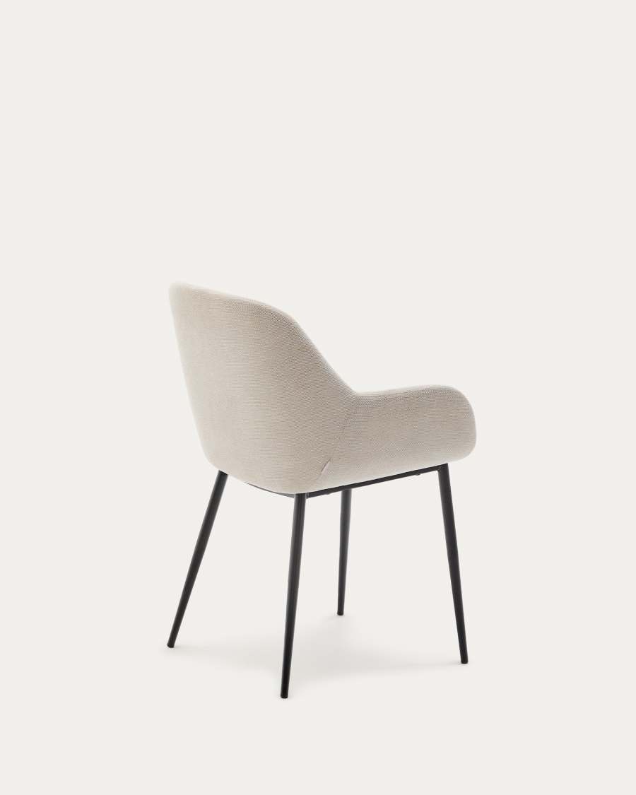 Konna chair in beige and steel legs in a painted black finish
