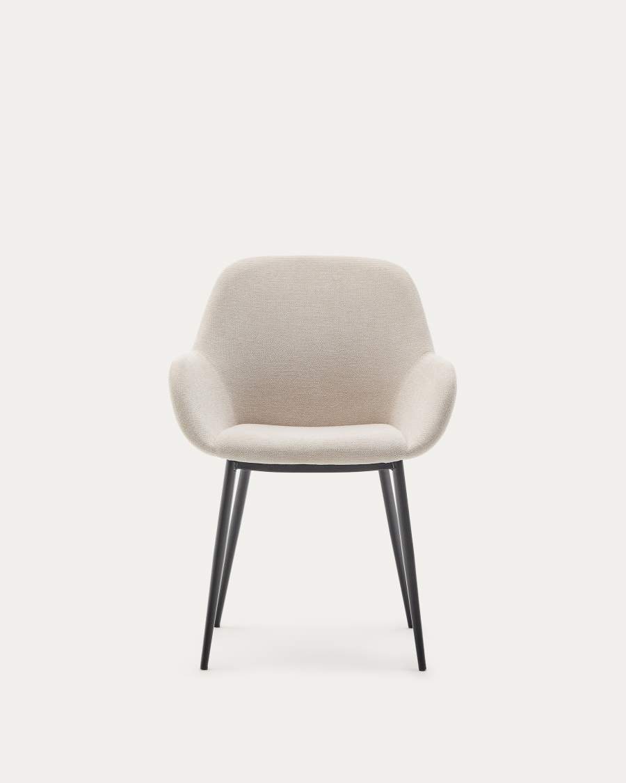 Konna chair in beige and steel legs in a painted black finish