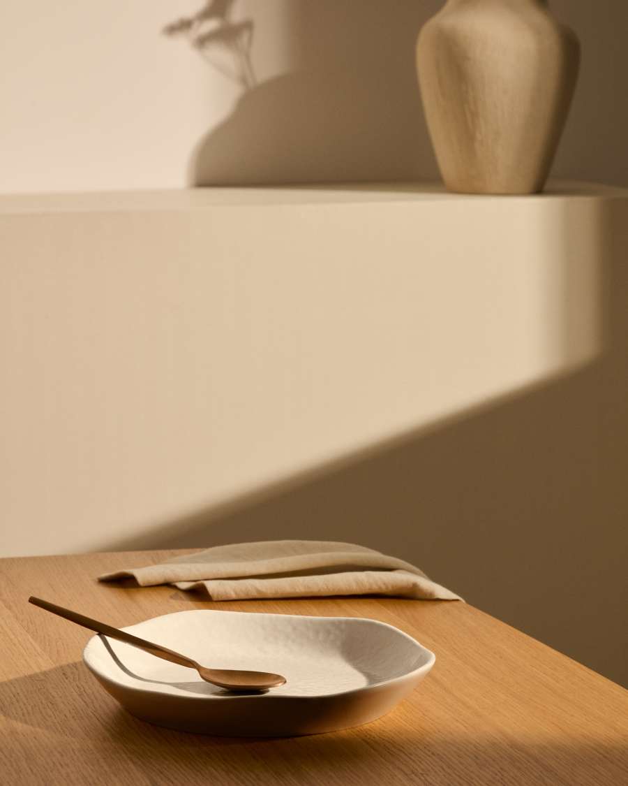 Piatto da dessert Tiraya in ceramica bianco