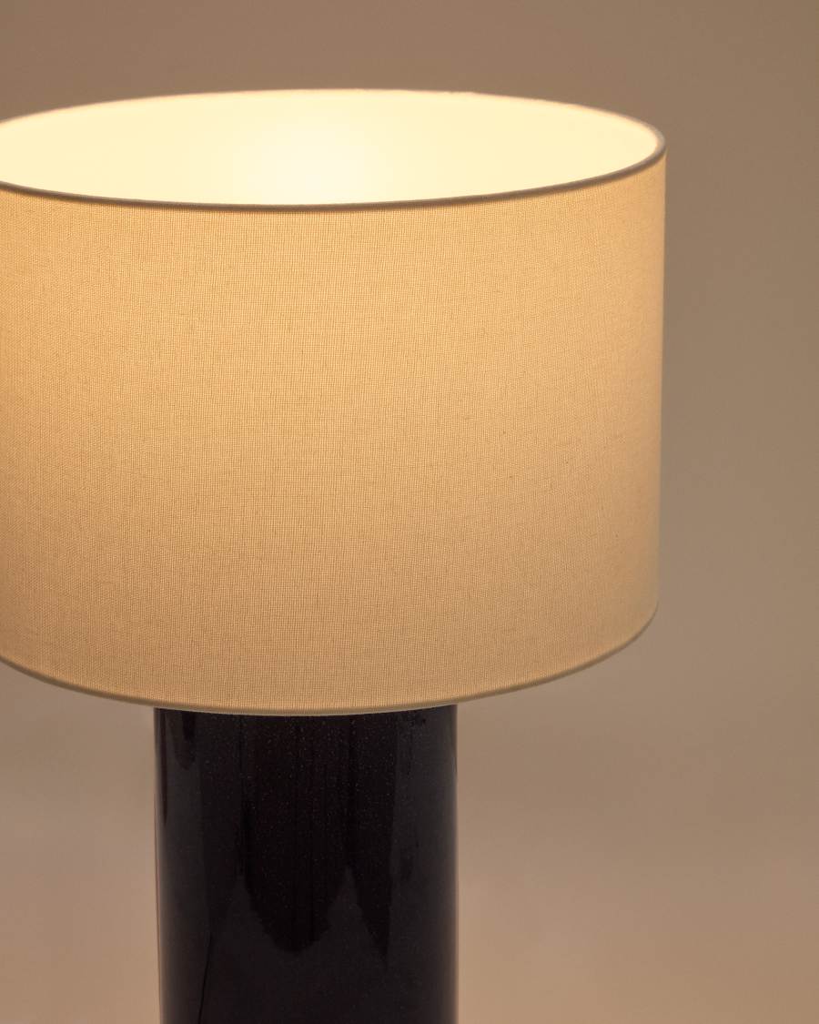 Toneric keramische tafellamp met blauwe afwerking en katoenen kap