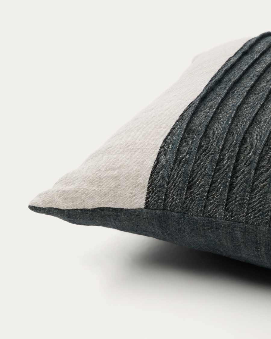 Housse de coussin Zoren 100 % lin plissée verte 50 x 50 cm