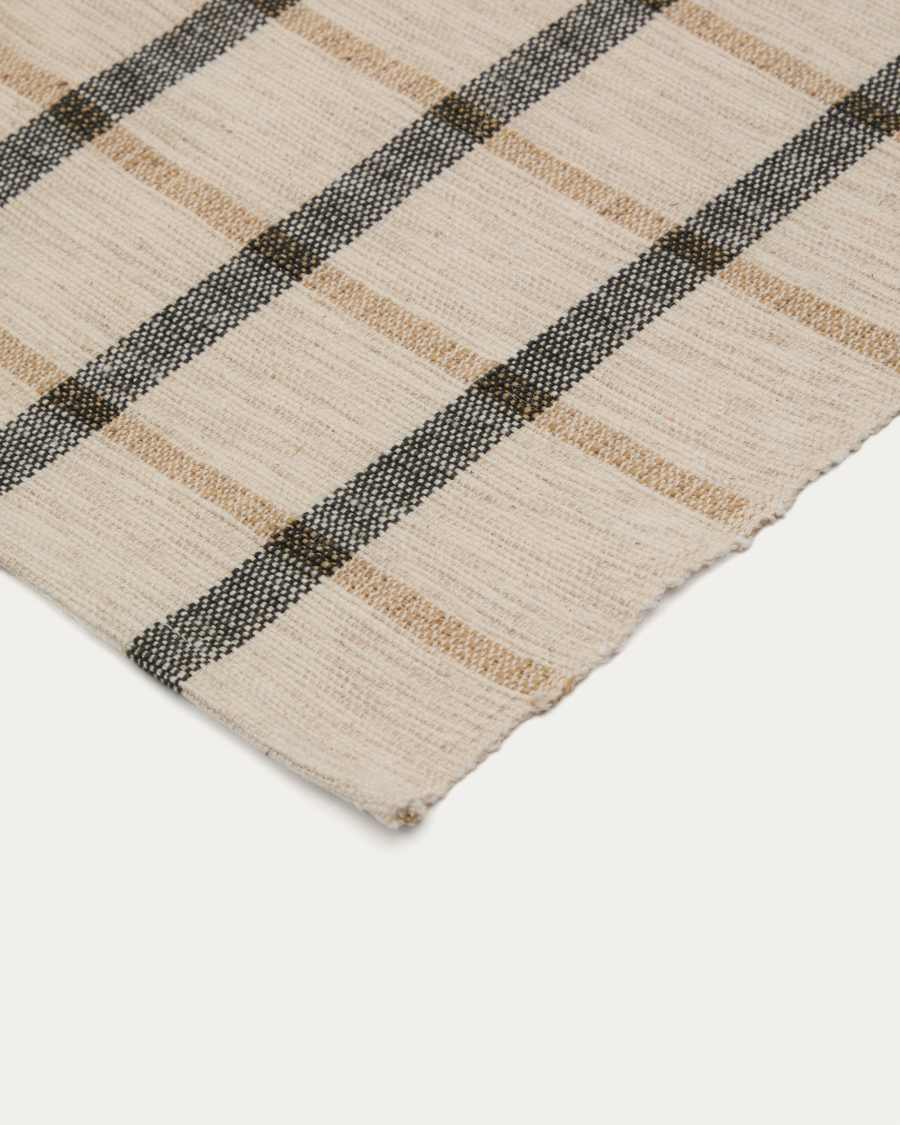 Gridal set of 4 beige and black jute placemats 50 x 35cm